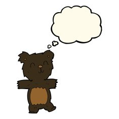 cartoon cute black bear cub with thought bubble N22