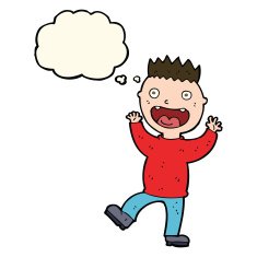 cartoon crazy happy man with thought bubble N8