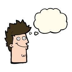 cartoon happy man face with thought bubble N11
