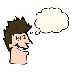 cartoon happy man face with thought bubble N12