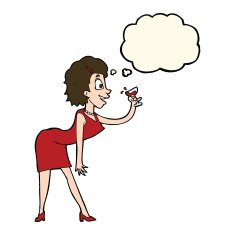 cartoon woman with drink thought bubble N5