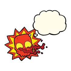 cartoon halloween skull symbol with thought bubble N4