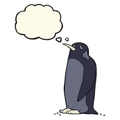Cartoon Penguin With Thought Bubble N7