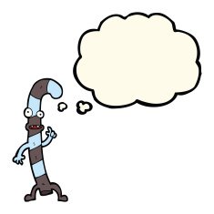cartoon dancing christmas candy cane with thought bubble N16