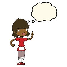 cartoon maid with thought bubble N30