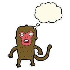 cartoon monkey with thought bubble N21
