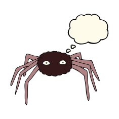 cartoon spider with thought bubble N14