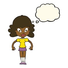 cartoon pretty woman with thought bubble N213