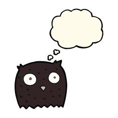 cartoon owl with thought bubble N47