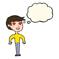 cartoon man in love with thought bubble N8