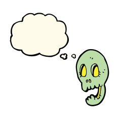 funny cartoon skull with thought bubble N15