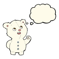 cartoon cute polar bear cub with thought bubble N20