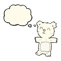 cartoon cute polar bear cub with thought bubble N22