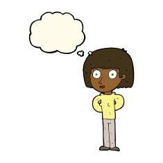 cartoon staring woman with thought bubble N38