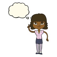 cartoon woman with idea thought bubble N194