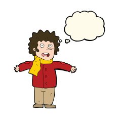 cartoon surprised man with thought bubble N105