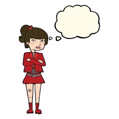cartoon cool girl with thought bubble N20