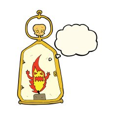 cartoon spooky lantern with thought bubble N7