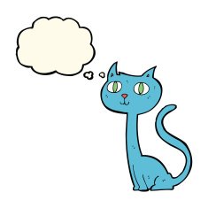cartoon cat with thought bubble N28