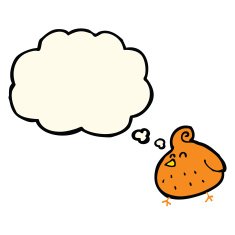 cartoon bird with thought bubble N217