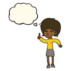 cartoon woman with idea thought bubble N196