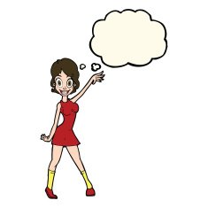 cartoon party girl with thought bubble N6