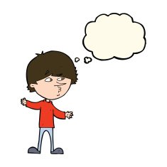 cartoon curious man with thought bubble N54
