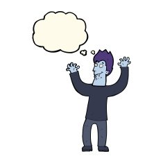 cartoon halloween vampire with thought bubble N15
