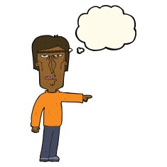 cartoon pointing man with thought bubble N68