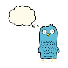 cartoon bird with thought bubble N220