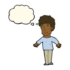 cartoon surprised man with thought bubble N107