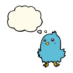 cartoon bird with thought bubble N221