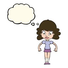cartoon pretty woman with thought bubble N214