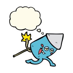 cartoon funny firework character with thought bubble N14
