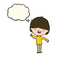 cartoon happy boy with thought bubble N182