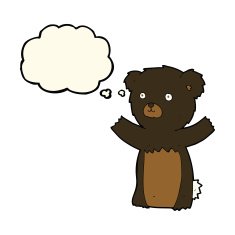 cute cartoon black bear with thought bubble N62