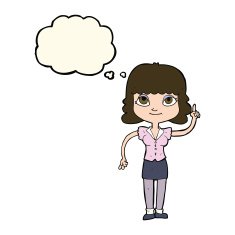 cartoon woman with idea thought bubble N197