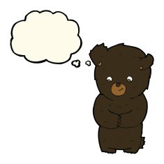 cute cartoon black bear with thought bubble N63