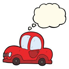 cartoon car with thought bubble N29