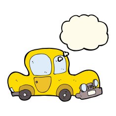 cartoon car with thought bubble N31