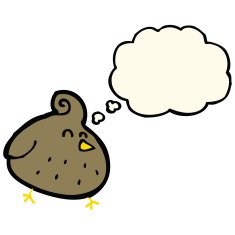 cartoon bird with thought bubble N222