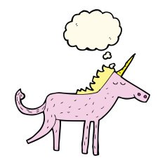 cartoon unicorn with thought bubble N33