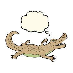 cartoon crocodile with thought bubble N30