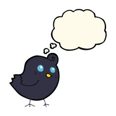 cartoon bird with thought bubble N223
