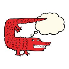cartoon crocodile with thought bubble N33