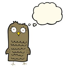cartoon owl with thought bubble N48