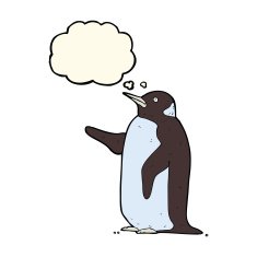 Cartoon Penguin With Thought Bubble N8