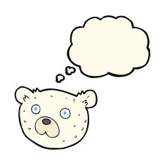 cartoon polar bear with thought bubble N49