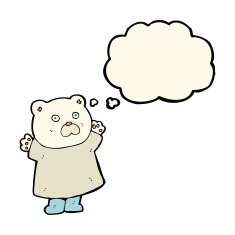 funny cartoon polar bear with thought bubble N20
