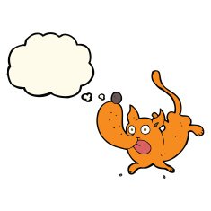 cartoon funny dog with thought bubble N8